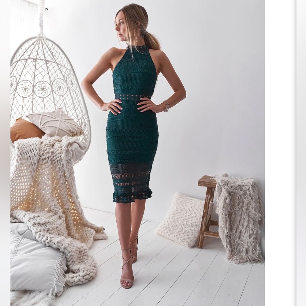 Two Sisters the Label Rivers Midi Dress Emerald Green Small